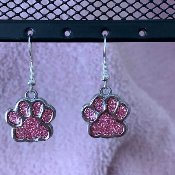 Glitter Pawprint Earrings - Picture 1 of 5